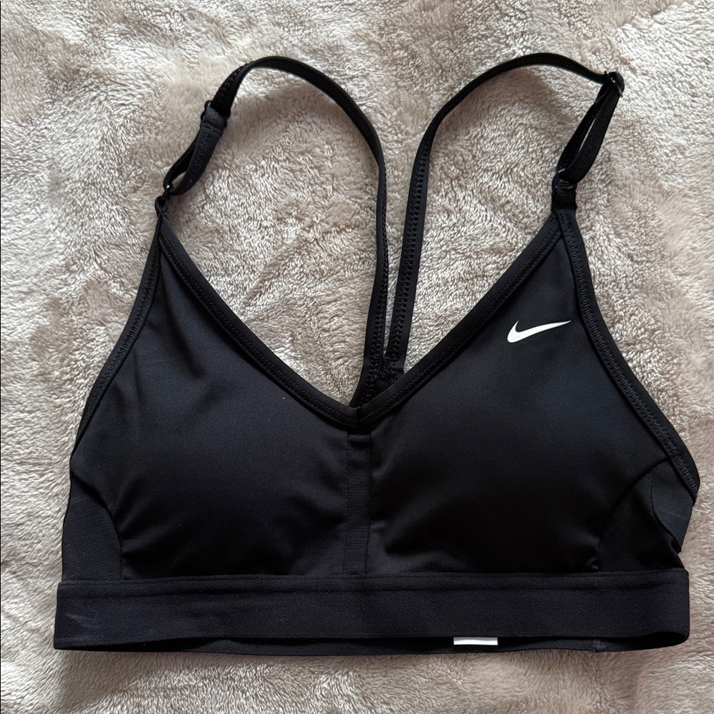 Nike Women's Black Sports Bra with White Logo